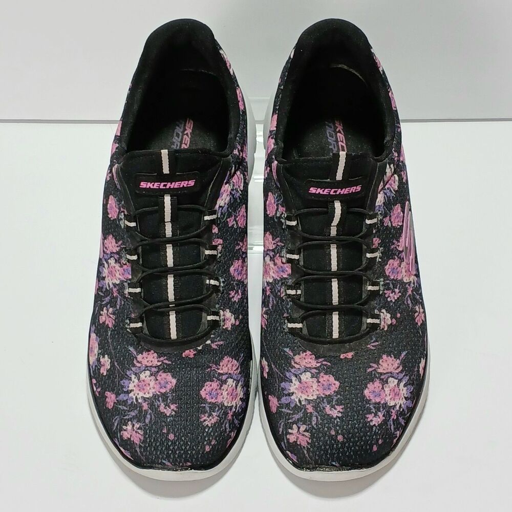 Sketchers Summits Calm Harmony Slip-on Floral Sneakers, Size 9.5M, Memory Foam